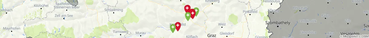 Kartenansicht für Apotheken-Notdienste in der Nähe von Kraubath an der Mur (Leoben, Steiermark)